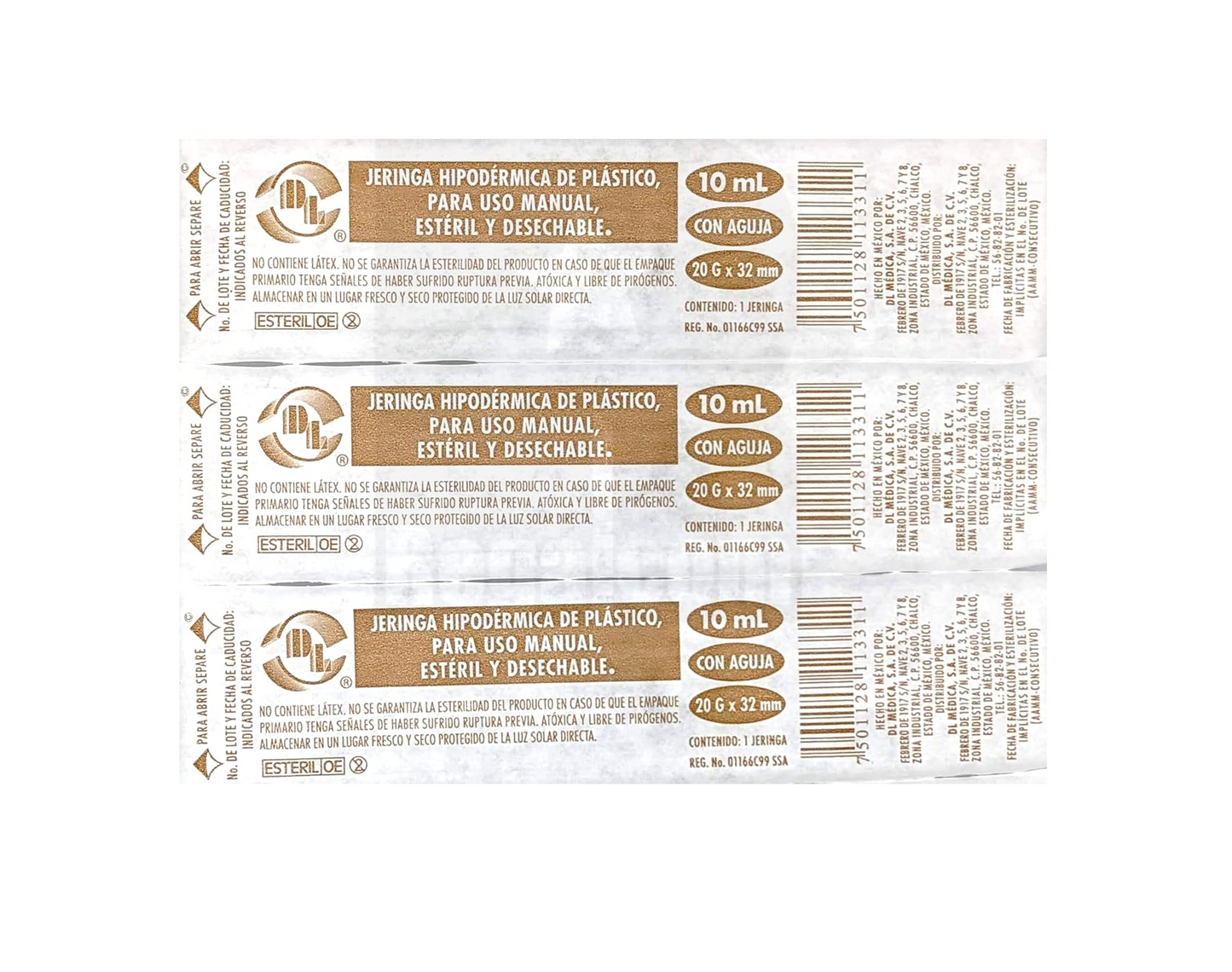 Jeringa DL 10ML 20Gx32mm Caja con 100 piezas