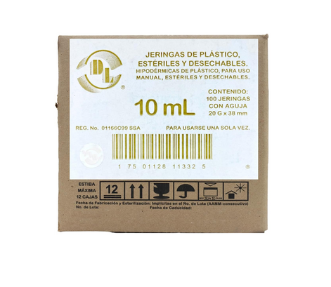 Jeringas DL 10ML 20Gx38mm Caja con 100 piezas