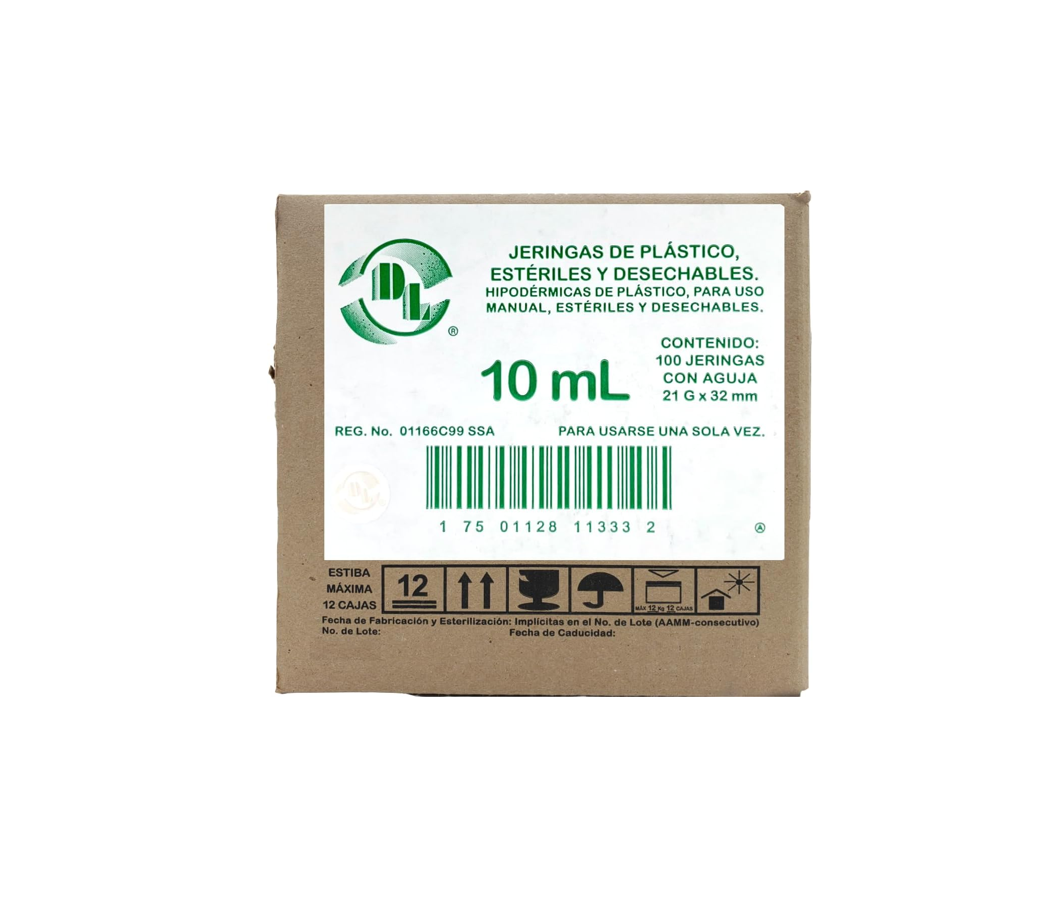 Jeringas DL 10ML 21Gx32MM Caja con 100 piezas