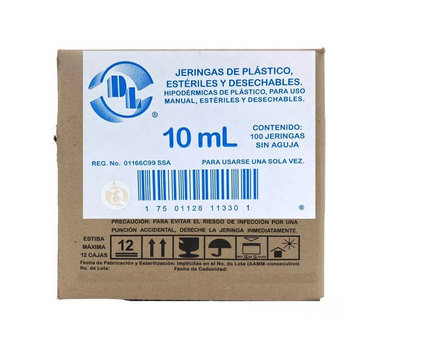 Jeringas DL 10ML sin Aguja Caja con 100 piezas