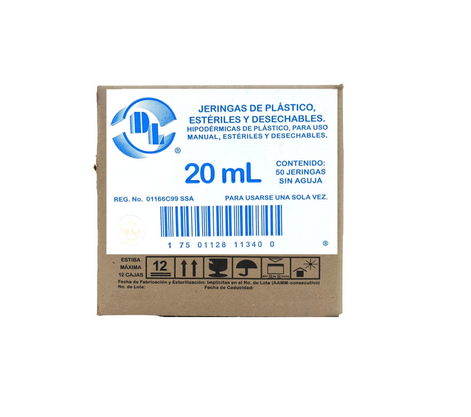 Jeringas DL 20ML sin aguja Caja con 50 piezas