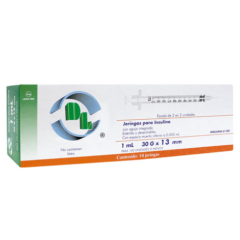 Jeringas para Insulina DL 1ml 30gx13mm Caja con 10 piezas