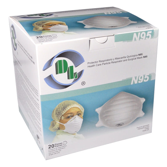 Mascarilla quirúrgica DL N95. Caja con 20 pieza, color Blanco