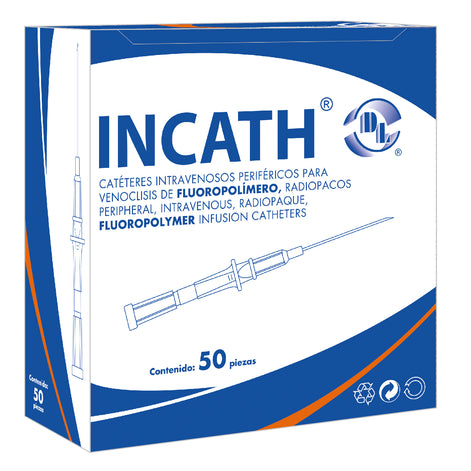 Catéter Intravenoso Periféricos para Venoclisis de Fluoro polímero INCATH caja con 50 pzas