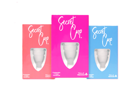 Copa Menstrual Femenina Secret Cup kit copa + Bolsa transportadora, Ecologica e Reutilizable, Tamaño a elegir