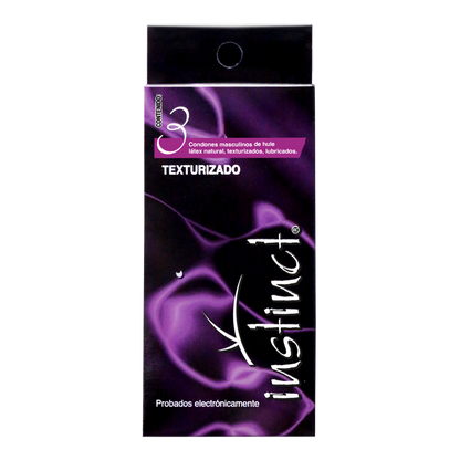 Condón masculino Instinct texturizado. 12 carteras con 3 condones cada uno