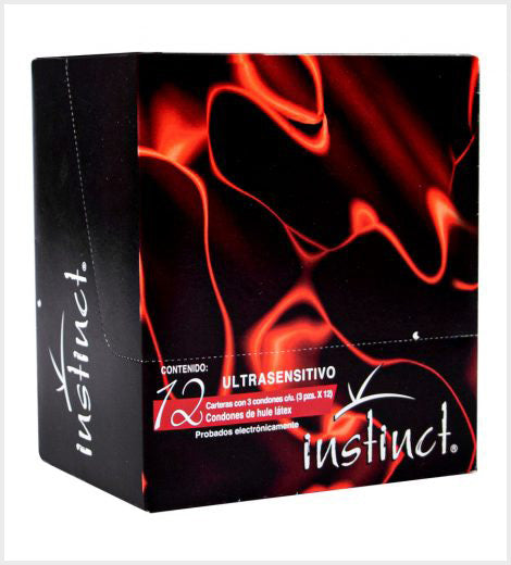 Condón masculino Instinct Ultrasensitivo. Caja con 12 carteras con 3 condones cada uno