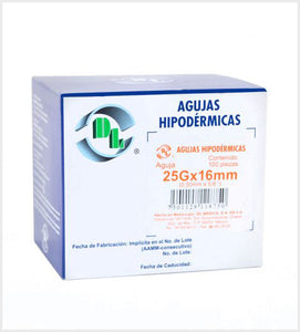 Aguja Hipodérmica 25G x 16mm marca DL