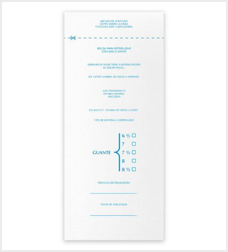 Bolsa para esterilizar - diferentes medidas- marca ESTERIBOL Cajas con 250 pzas. y 1000 pzas.