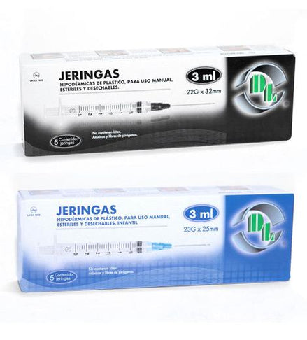 Jeringas 3 ml estériles desechables marca DL