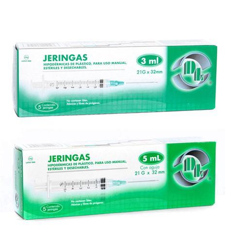 Jeringas 5 ml estériles desechables marca DL