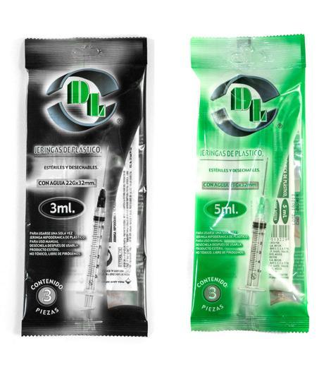 Jeringas 10 ml estériles desechables marca DL