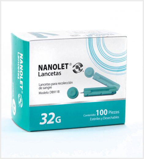 Lancetas para Glucómetros NANOLET DL Caple con  50 piezas y 100 piezas.